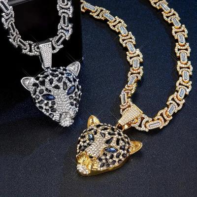 Diamond Leopard Head Stylish Street Trendy Men's and Women's Classy Cuban Chain Pendant