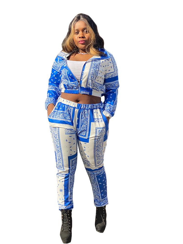 Women's Floral Print Pocket Loose Casual Two-Piece Suit