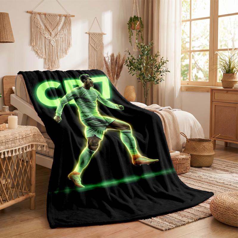 Cristiano Ronaldo Theme Fleece Blanket Cozy Soft Plush Blanket For Bedroom Couch Travel