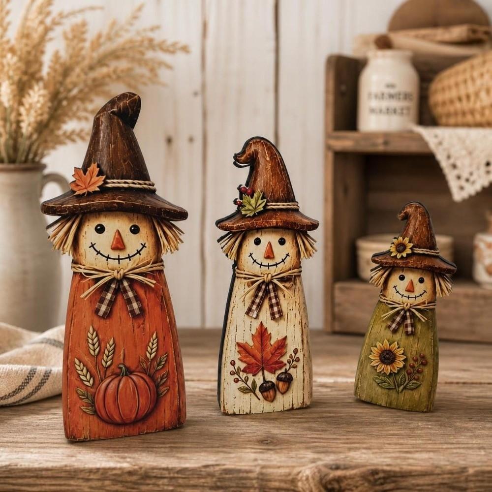 Double Side Witch Cat Decor Vintage Desktop Decoration Halloween Figurine Set Home Decor
