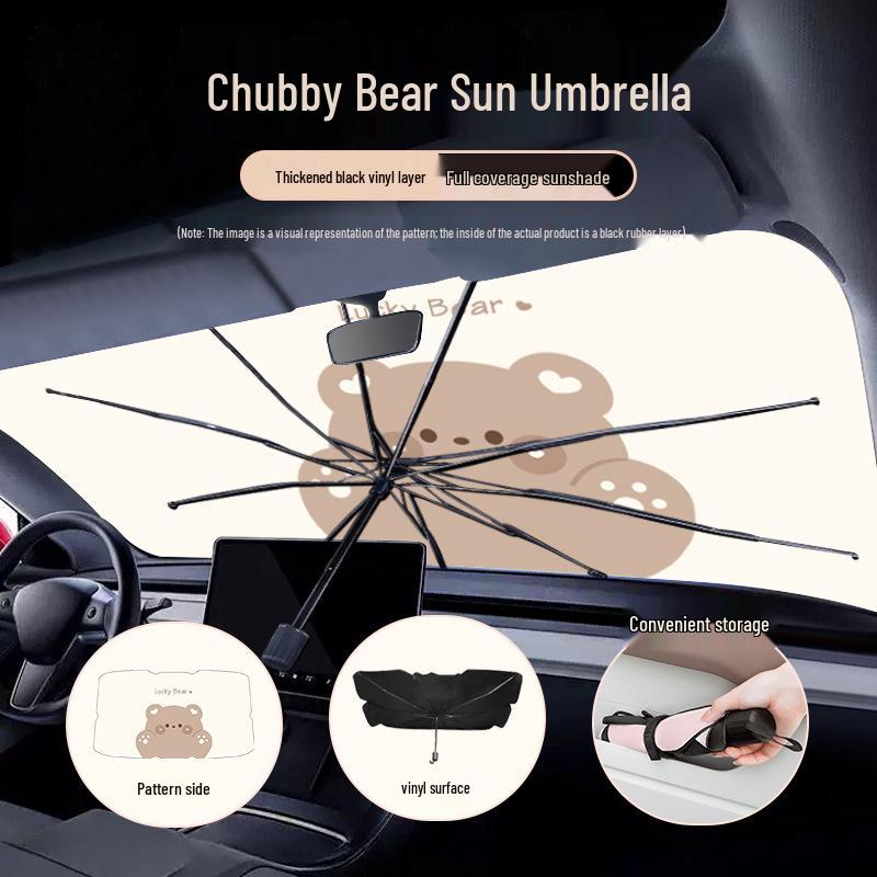 Cute Little Bear Retractable Car Sunshade Visor