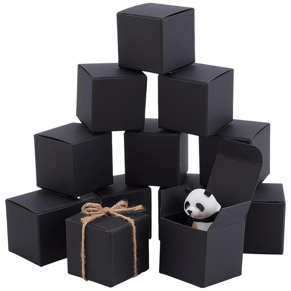 3sets Cardboard Paper Packaging Boxes Square Black 4x4x4cm 10pcs/set