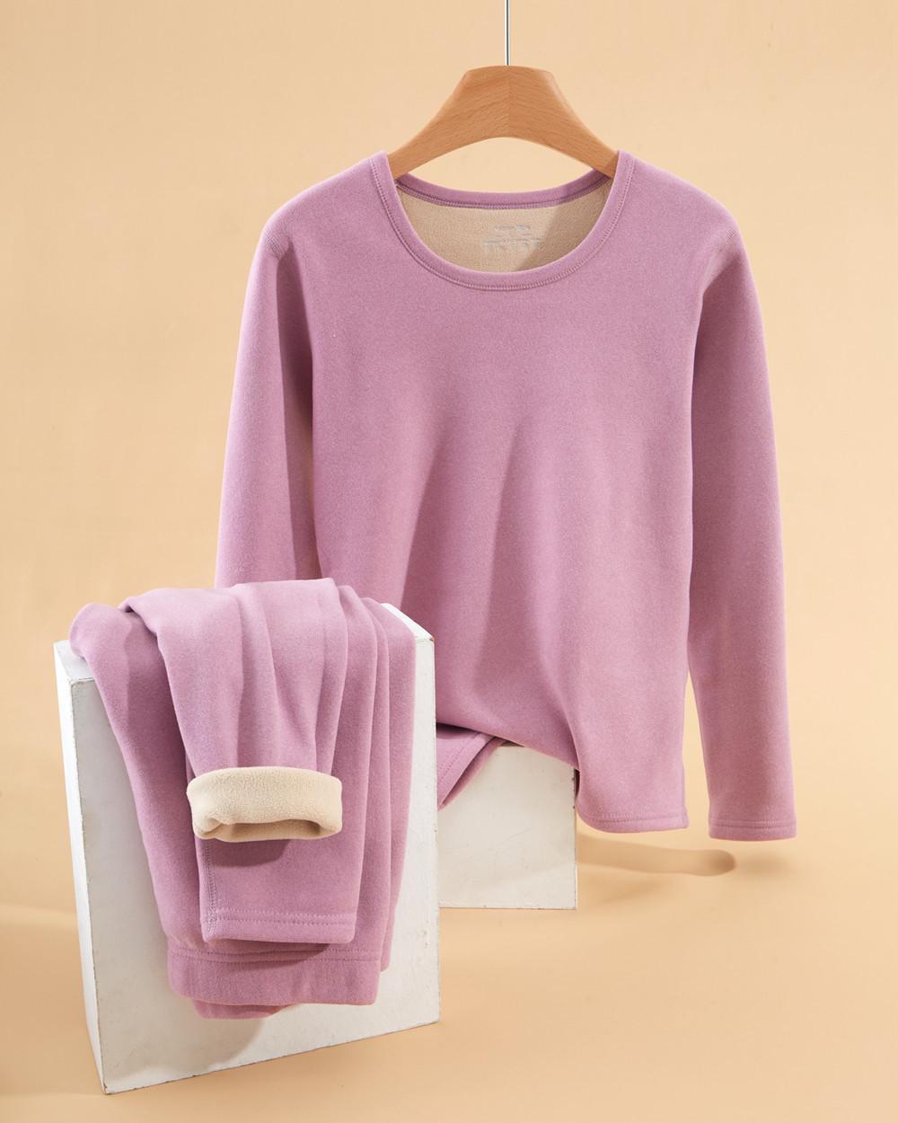 

Женский термокомплект из шерсти альпаки, состоящий из двух предметов: Пуловер и брюки с круглым вырезом на бархатной подкладке для осени и зимы L (80-100) светло-фиолетовый