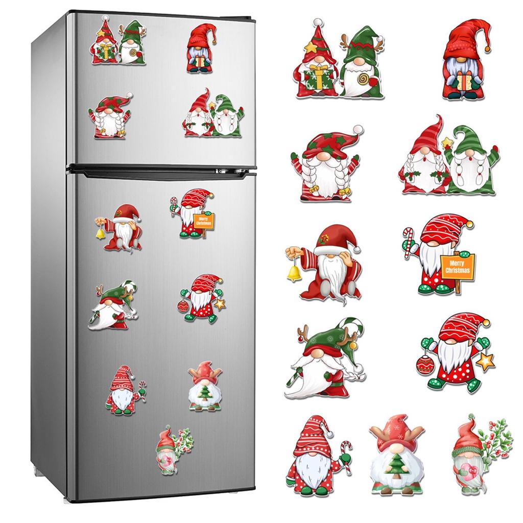 Christmas Car Refrigerator Decorations Reflective  Santa Deer Magnet Ornaments Xmas New Year Holiday Home Decor