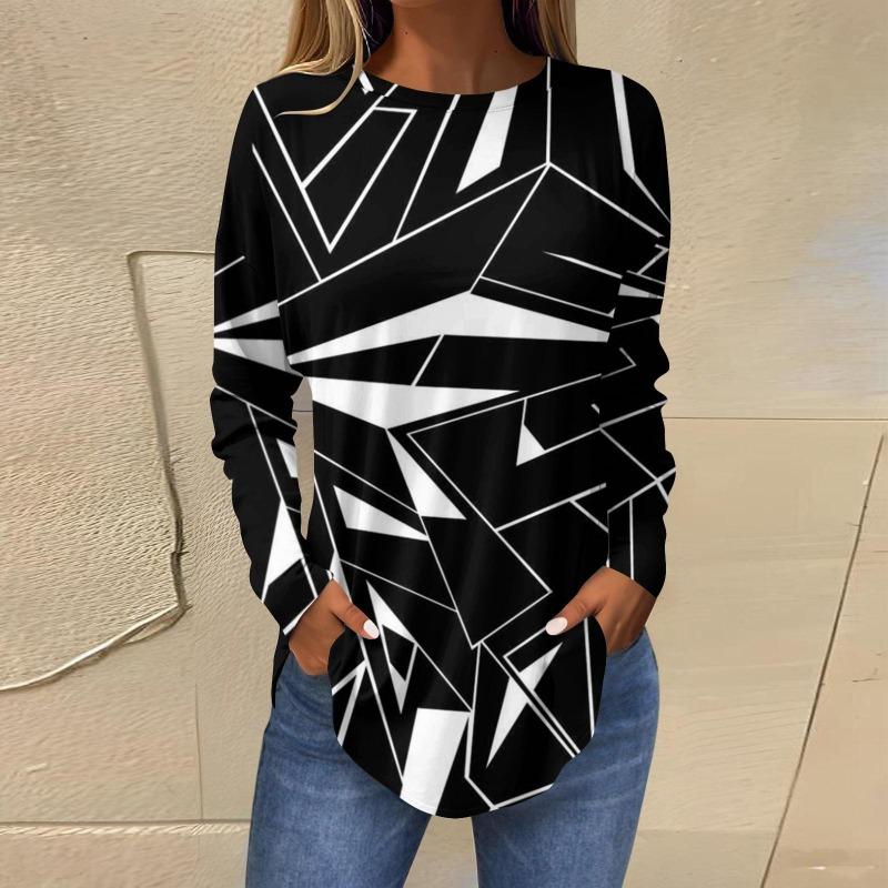 

Весна Осень Мода Графические Женские Футболки с Длинным Рукавом 3D Принт Уличная Одежда Женские Футболки Свободные Повседневные Женские Топы L