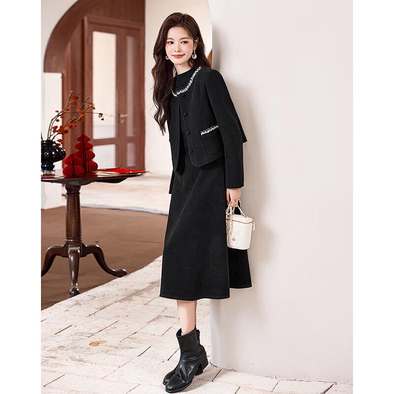 Elegantes Tweed-Jacken- und Rock-Set für Damen
