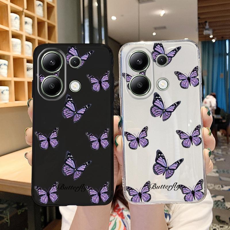 Butterfly Patterned Soft Silicone Case For Samsung A55 A35 M35 Xiaomi Redmi Note 13 Pro iPhone Huawei Honor Realme Camera Protective Shockproof Cover