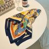 Small square scarf female French ethnic style retro versatile summer sunscreen silk scarf ins seaside beach sunshade shawl headscarf