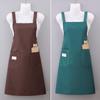 Waterproof Strap Apron Household Kitchen Cooking Cleaning Large Pocket Apron Catering Oil-proof
