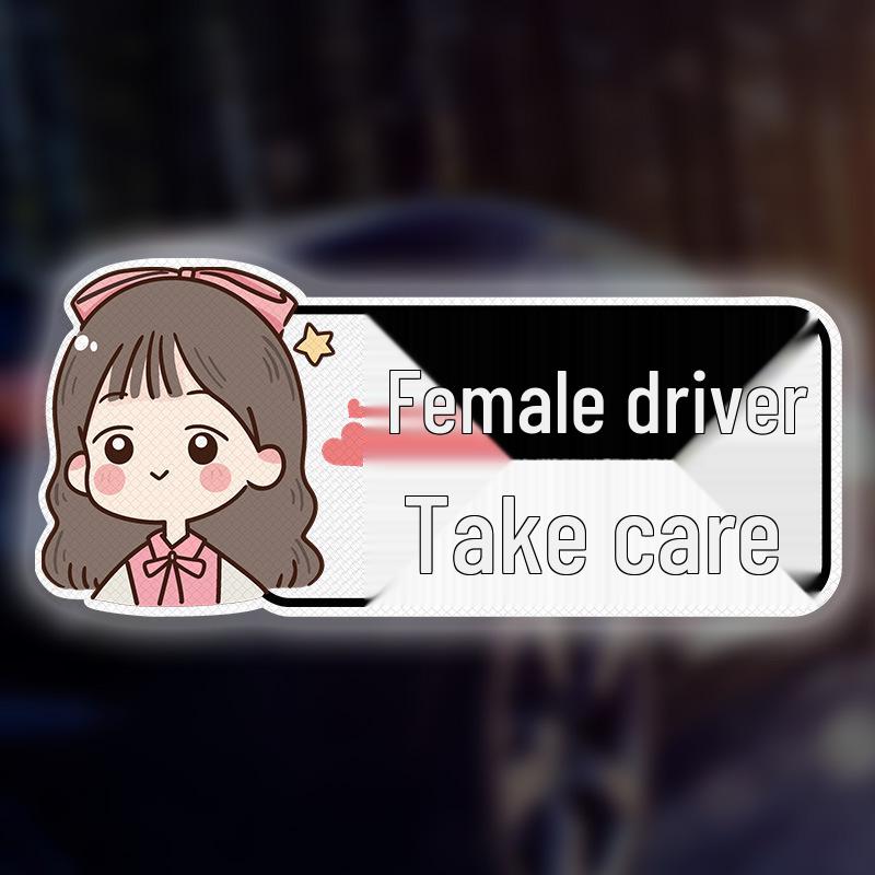 New Driver On Board Reflective Car Sticker - Female Driver Alert