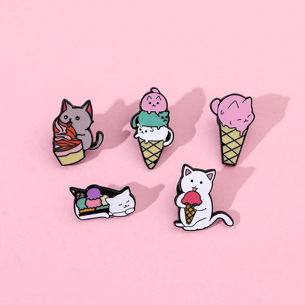 Cute Cartoon Cat Brooch Pin Alloy Cat Cone Pin For Bags Accessories And Backpacks