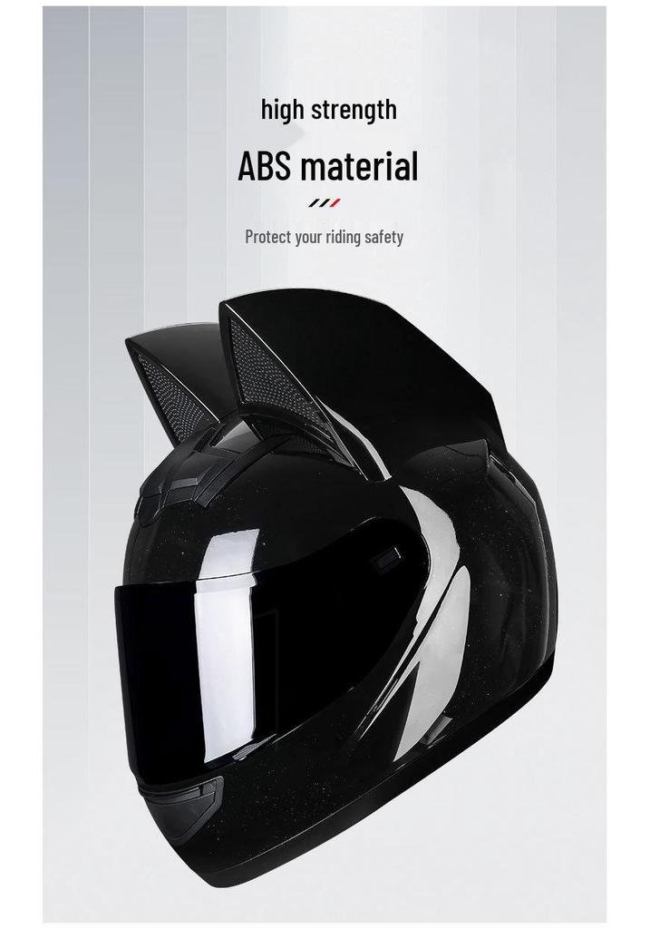 Universal Full Face Motorcycle Helmet with Cat Ears for Men and Women