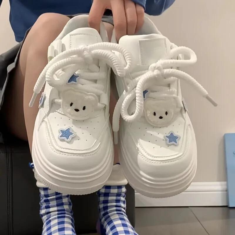 Women's Platform Sneakers Trend Korean White Shoes Spring Summer Vulcanize Casual Shoes for Women Skateboard Tennis Sports Shoes