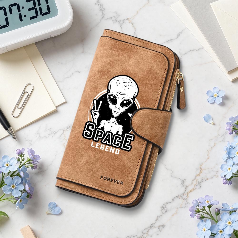 Alien Printed Long Wallet Fashion Portable Card Holder