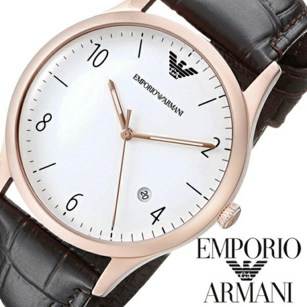 EMPORIO ARMANI mens watch brown leather wristwatch