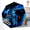 Avatar Inspired Blue Raincoat with Feather Necklace Automatic Opening Umbrella, Foldable Design, Outdoor Use, Gift for Fans and Travelers018