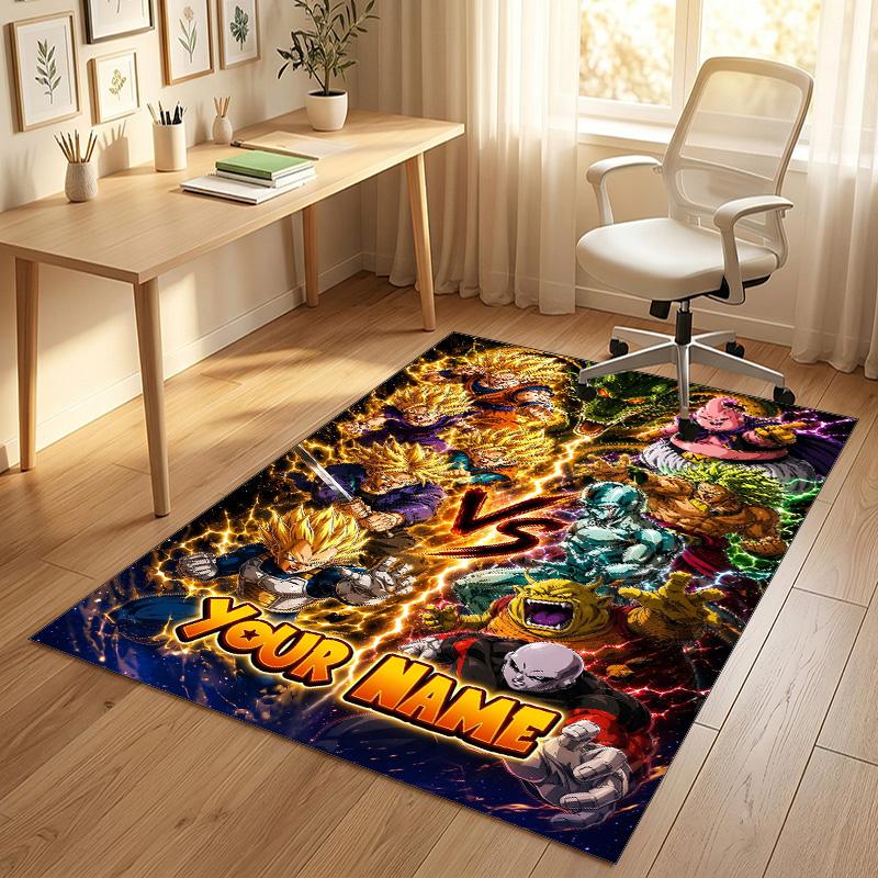 Personalized Crystal Velvet Carpet,Dragon Ball Custom Printed Name, Plush Area Rug For Home Indoor Decor