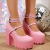 Fashion Women Sandals 2025 Mary Janes Shoes Platform Fashion High Heel Sandals Women Summer New Lolita Shoes Chunky Pumps Zapatos Mujer