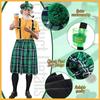 Patrick's Day Bartender Costume Irish Festival Outfits for Adult with Hat Skirt Men Brace Suspenders Stocking for Men