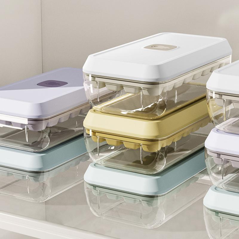 Forma na 18/32 kostek ledu s víkem, lopatkou a úložným boxem, vyjmutí jedním kliknutím, výrobník ledu, DIY, koktejlové nástroje na whisky