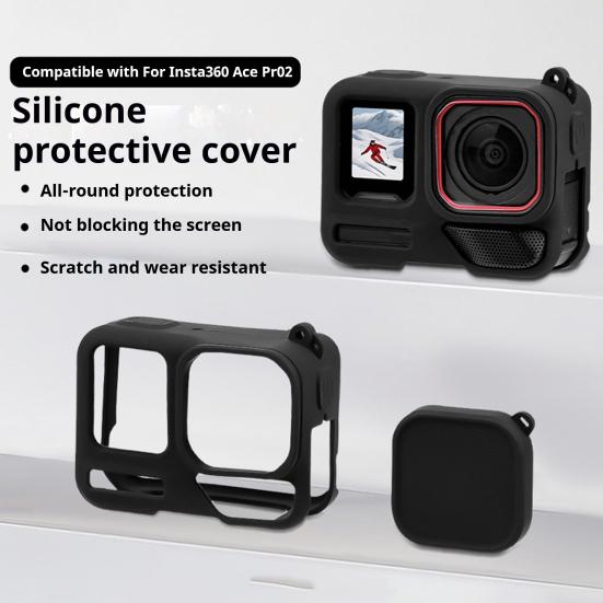 Aksiyon Kamerası Koruyucu Lens Koruyucu Kapak Darbeye Dayanıklı Darbelere Karşı Dirençli Kolay Kurulum Insta360 Ace Pro 2 için Aksiyon Kamerası Silikon Kılıf