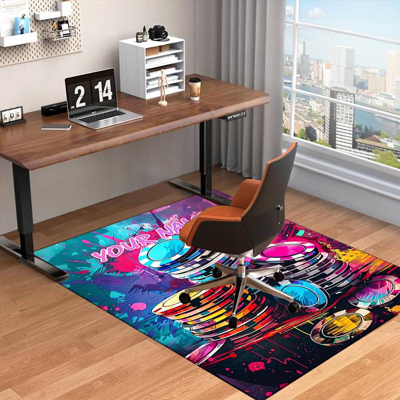 1PC Custom Name Colorful Chips Fantasy Theme Floor Mat Ideal for Living Room, Game Rooms, Office, Bedroom Floor Mat Playful Design