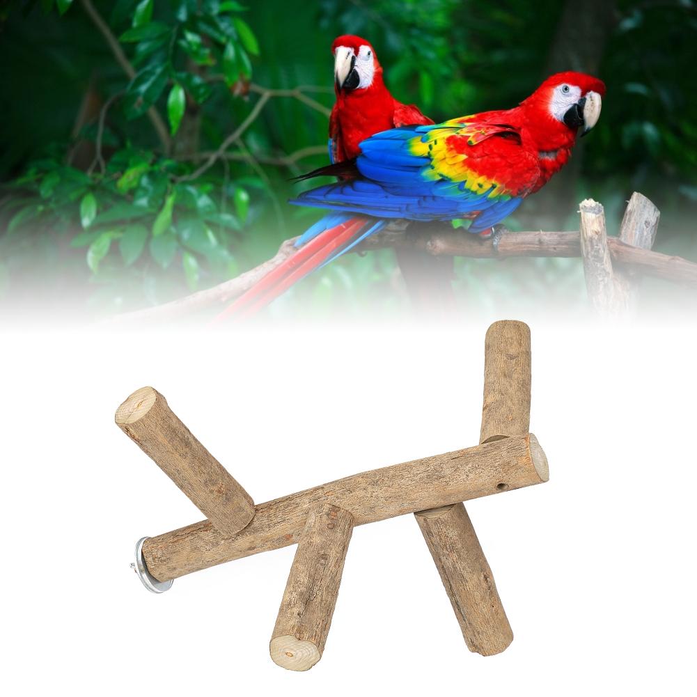 Wood Pet Parrot Perch Activity Standing Branches Toy Biting Playing Supply