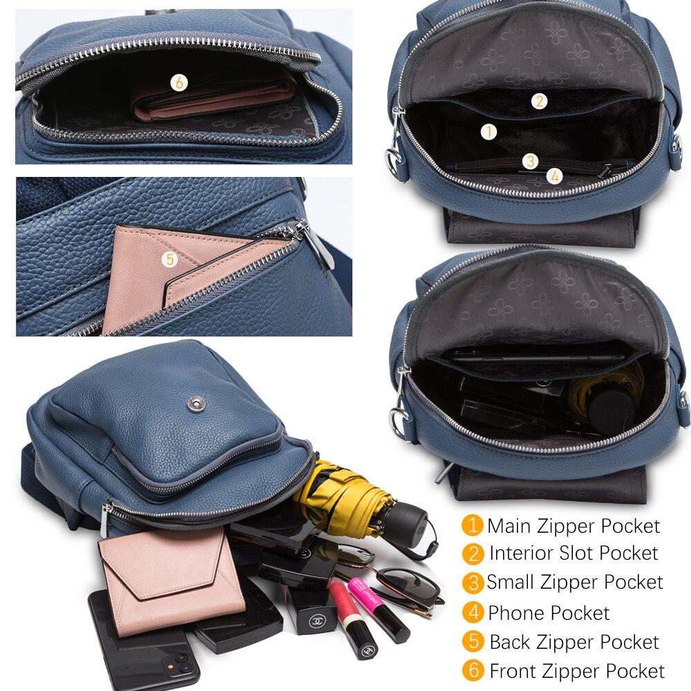 Zency New Fashion Damen Rucksack 100% Echtes Leder Winter Beige Täglich Casual Reisetasche Klassischer Schwarzer Schulranzen Rucksack