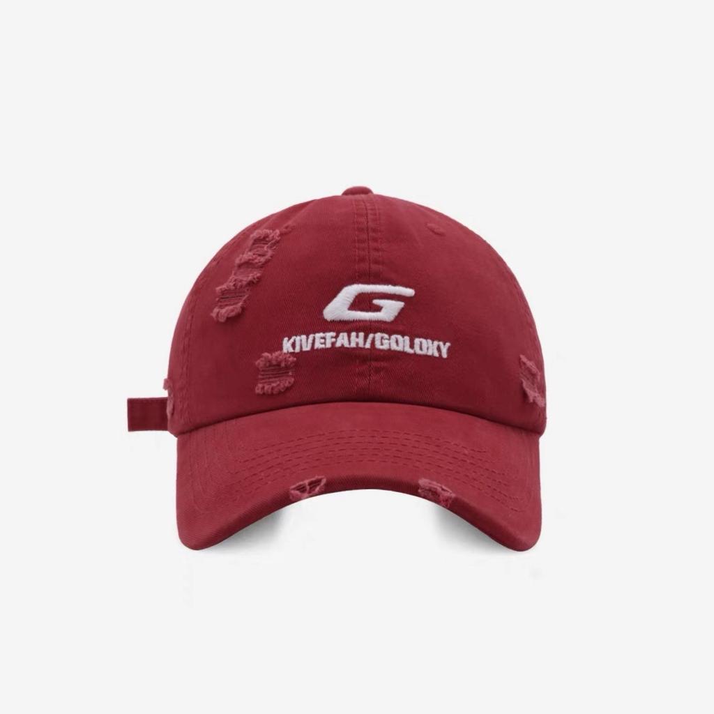 Street Distressed Perforated G Letter Baseball Caps  Men's and Women's Streetwear Hip Hop Embroidered Baseball Caps