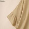 ZANZEA Women Casual Round Neck Solid Color Loose 3/4 Sleeve Cover Up Blouse