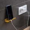 2pcs Creative Sticky Phone Charging Bracket Home Wall Non-marking Storage Hangers Plug Hooks No Hole Punch
