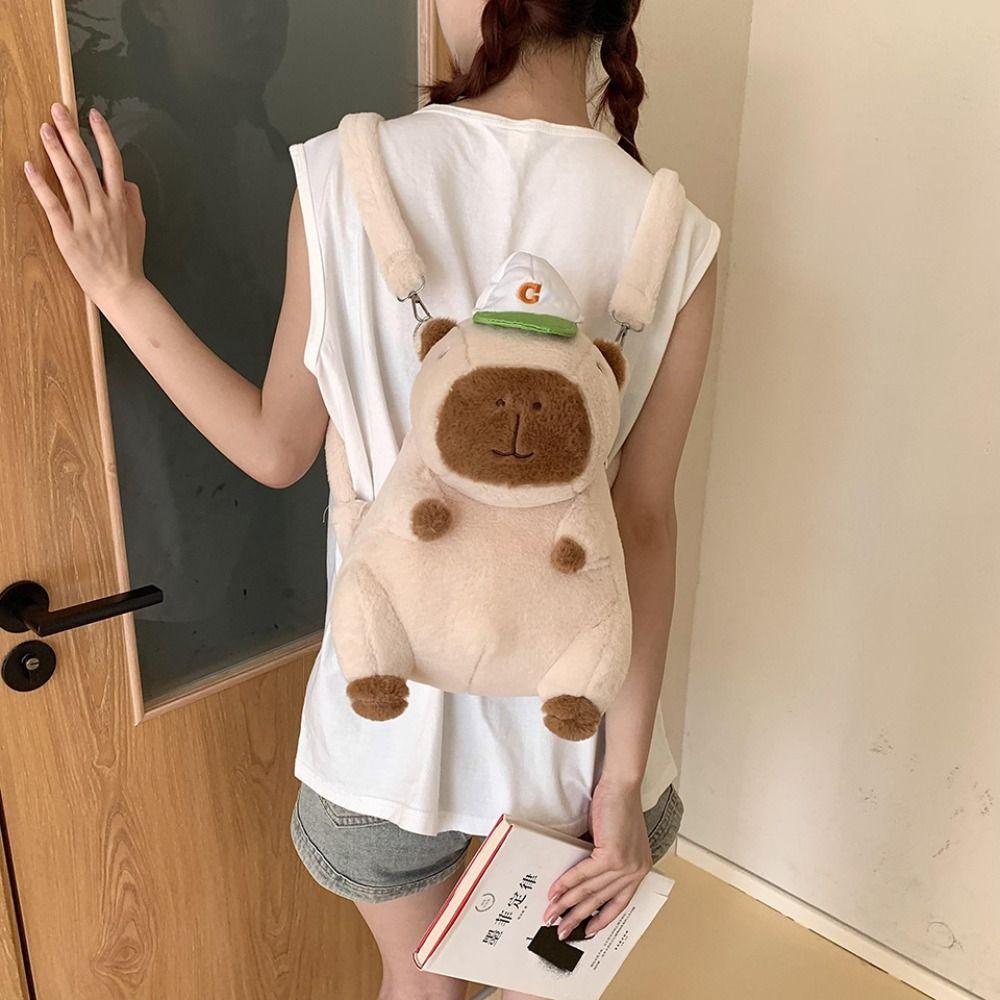 

Plush Cute Schoolbag Cartoon Capybara Bag New Capibala Backpack Kids Gift