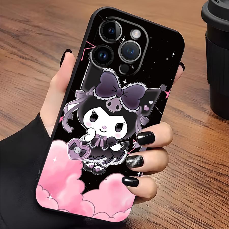 Cute Sanrio Kuromi Case for iPhone XR 17Air 7 8 13 12 11 17 Pro Max 15 16 14 Plus XS Max Black Soft Phone Cover