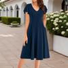 Women's Summer Fashion V-Neck Ruffle Sleeve Retro Elegant Midi Dress