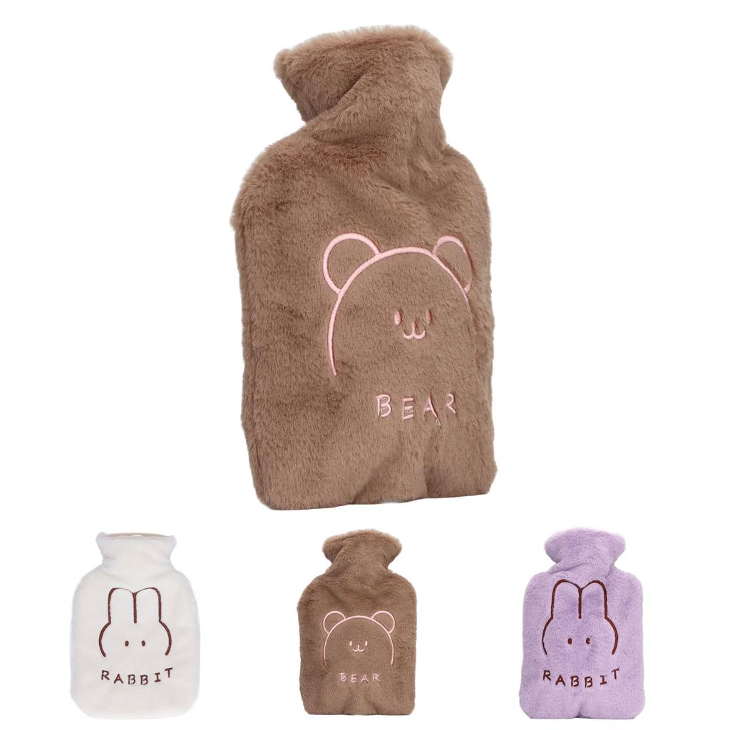 Hot Water Bottle 1L Cute Detachable Plush Cover Thickened PVC Anti Scald Hot Water Sack for Hands Be