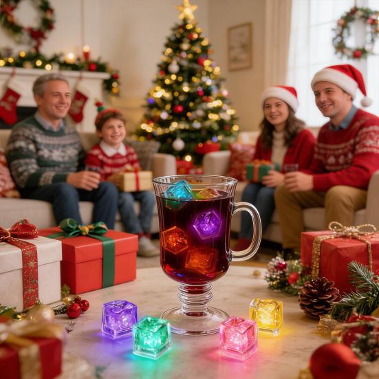 12 ks LED světlo Aktivace tekutinou Měnící barvu Ledové kostky Vícebarevné 7barevné LED Kostky ledu Potravinářské