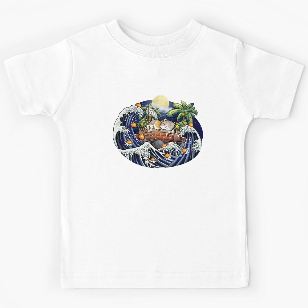 Chubby Cats Fishing Mandarin Orange Night Kids T-Shirt 160