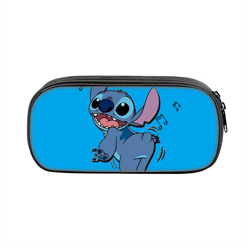Stitched Design Pencil Case For Kids With Double Zipper And Polyester Material