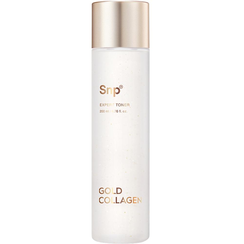 SNP Gold Collagen Expert Toner 200ml - Ultra-Low Molecular Collagen & 24K Gold Jelly Toner for Radiant Elasticity