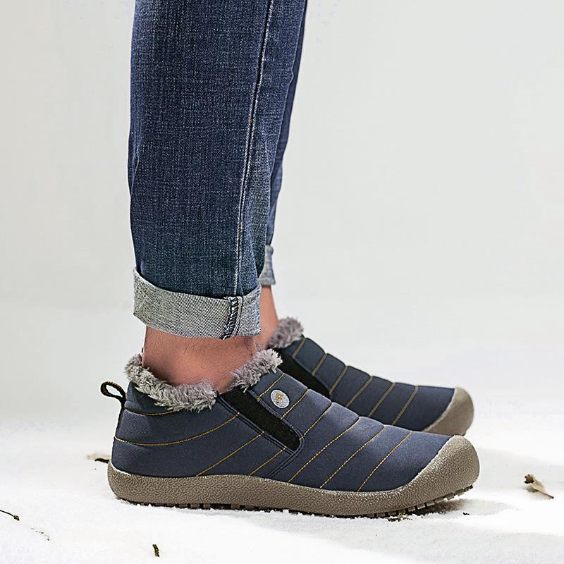 Plush Snow Boots Slip-on Cotton Shoes Winter Warm Casual Sports Shoes Walking Flats Waterproof Daily Shoes