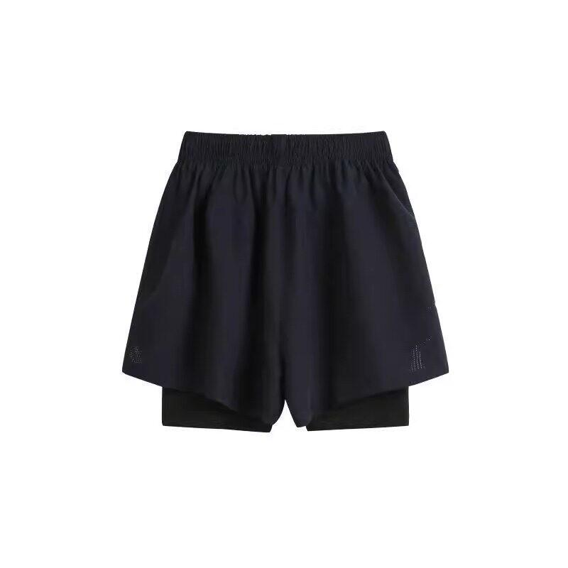 Quick-Dry Breathable Anti-Exposure Elastic Waist Loose Running Shorts, Plus Size Double-Layer Fitness Shorts