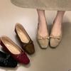 Spot version 2025 autumn new square head bow low heel casual single shoes one pedal light mouth ladyshoes commuter shoes