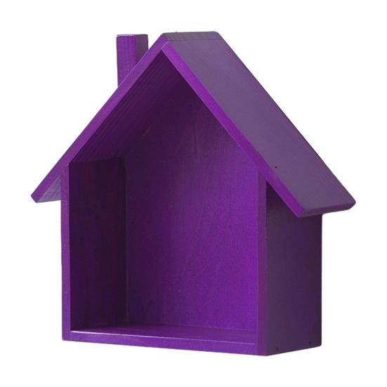 Wood House Wall Display Shelf, Wall Mounted Decorative Floating Shelf, Small Toys Dolls Organizer for Entryway, Living Room, Nursery