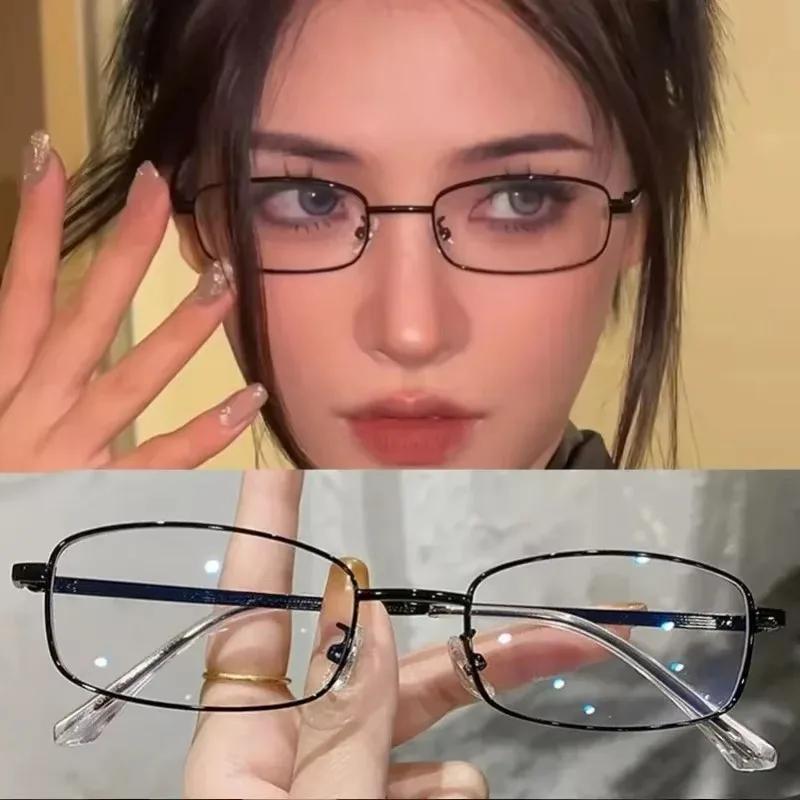 Harajuku Metal Square Frame Glasses  Women'S Retro Small Glasses Girls Japanese Glass Eyewear Decorative Anti-Blue Eyeglasses