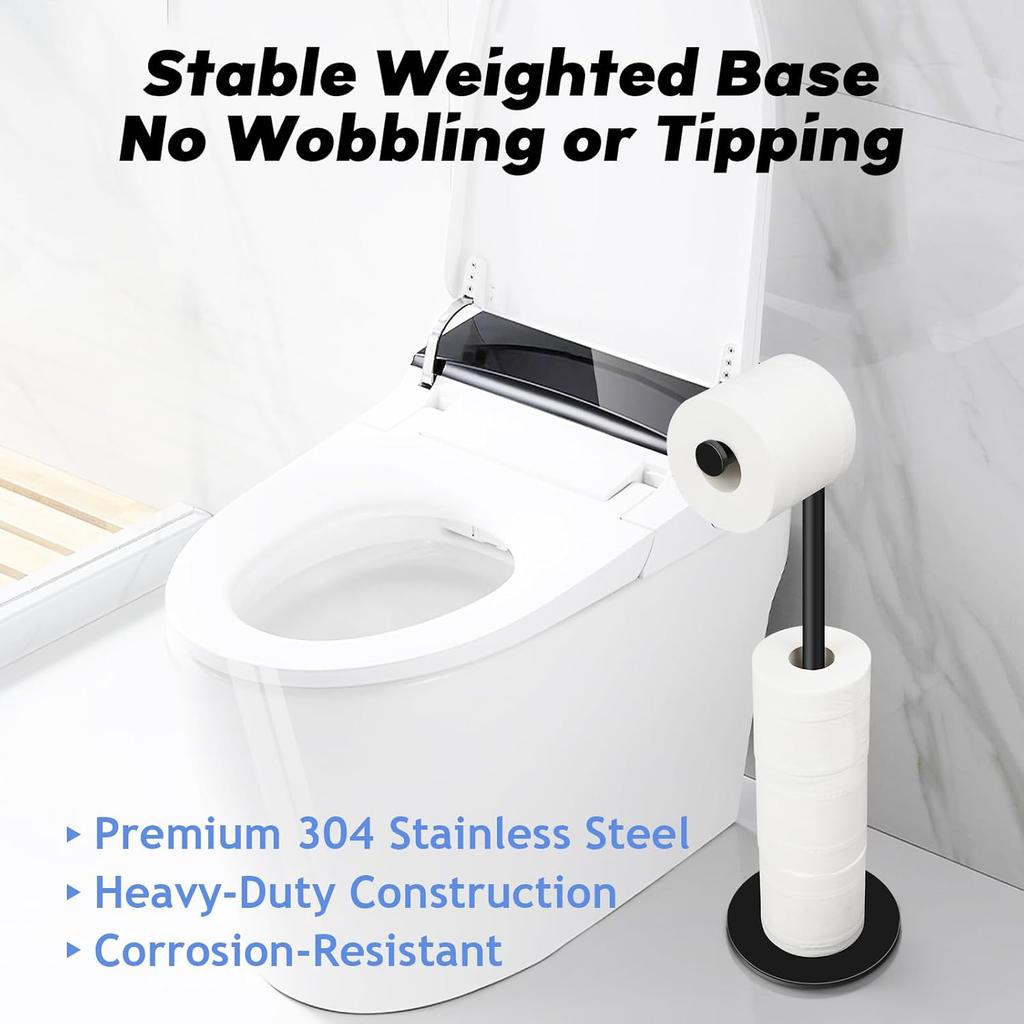 Toilet Paper Holder with Weighted Base Stainless Steel Toilet Paper Holder Free Standing Paper Storage Organizer for Bathroom
