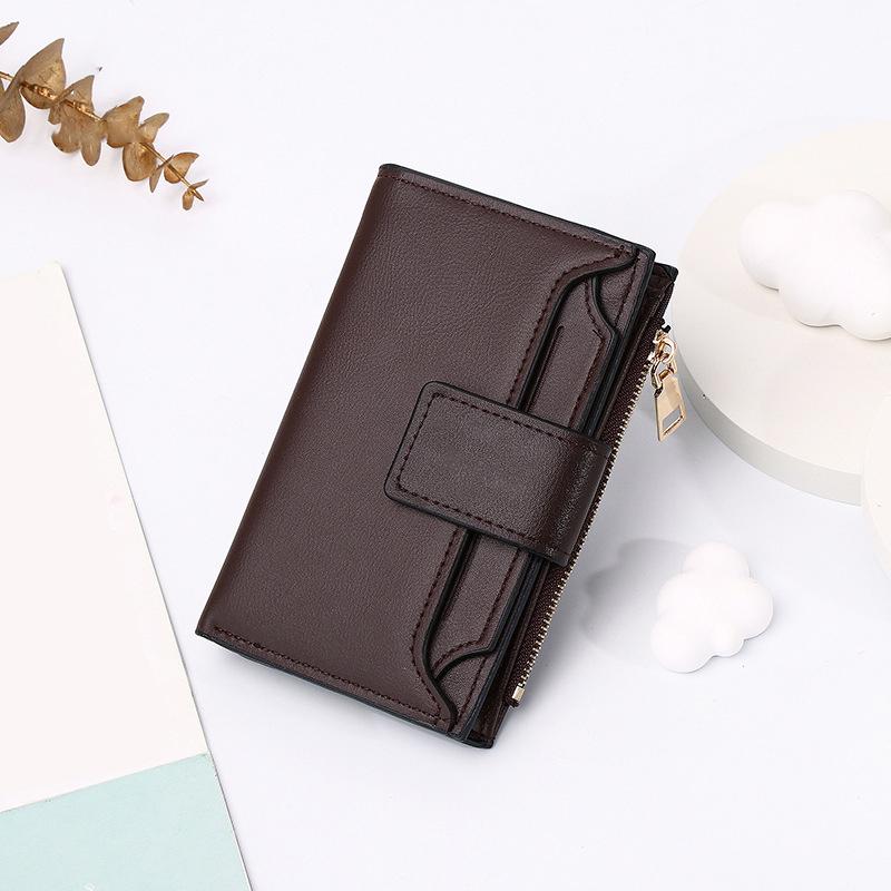 Short Multi-Functional Wallet Large Capacity Folding Zipper Bag Multi-Card Slot Leather Wallet/Coin Purse