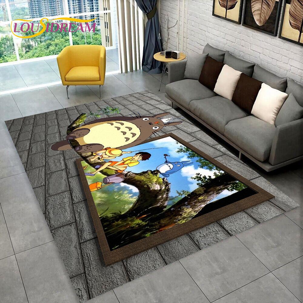 Cartoon My Neighbor T-Totoro Anime Area Rug,Carpet Rug for Living Room Bedroom Sofa Doormat Decoration,Kid Non-slip Floor Mat 3D