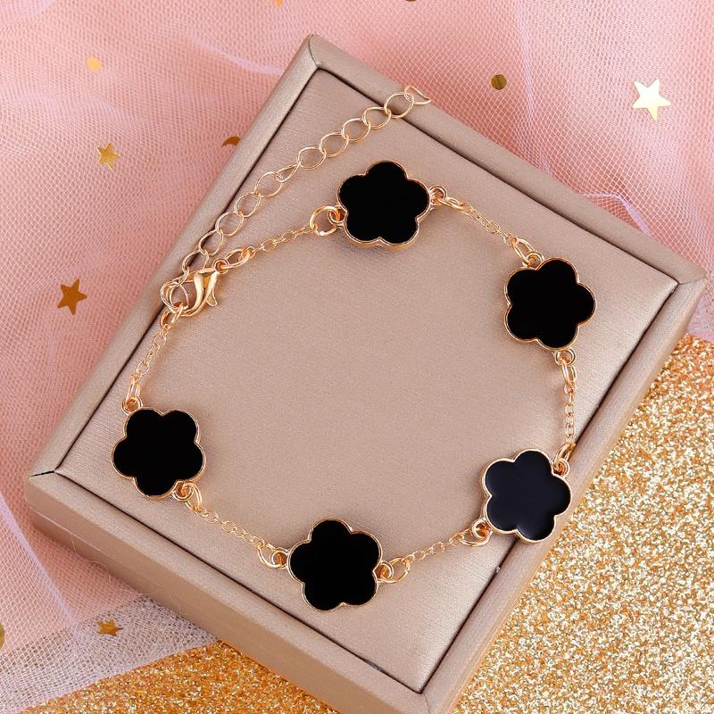 Korean Version Five-leaf Flower Lucky Stud Earrings Necklace Bracelet Bracelet Ring Set Five-petal Flower