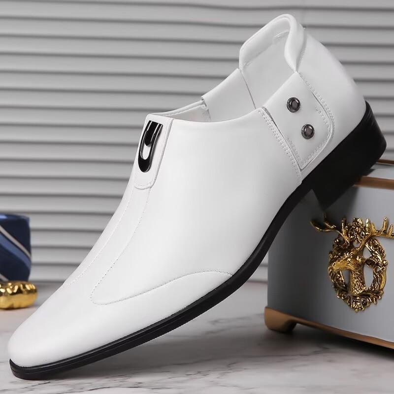 Men's shoes summer new business dress pointed leather shoes men's British style versatile white wedding groom shoes