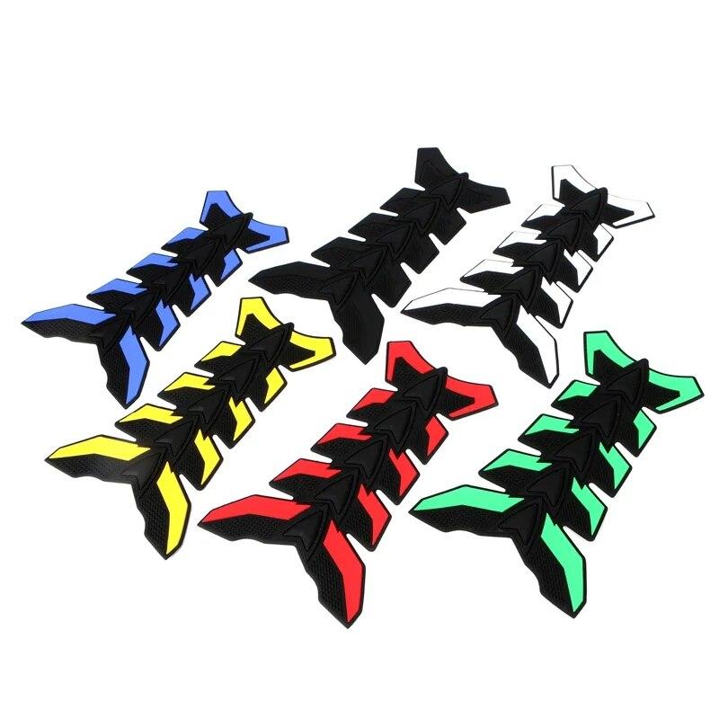 Univerzální motocyklová nálepka na palivovou nádrž s rybí kostí, trojrozměrné nálepky pro Harley, Yamaha, ochranná podložka na nádrž